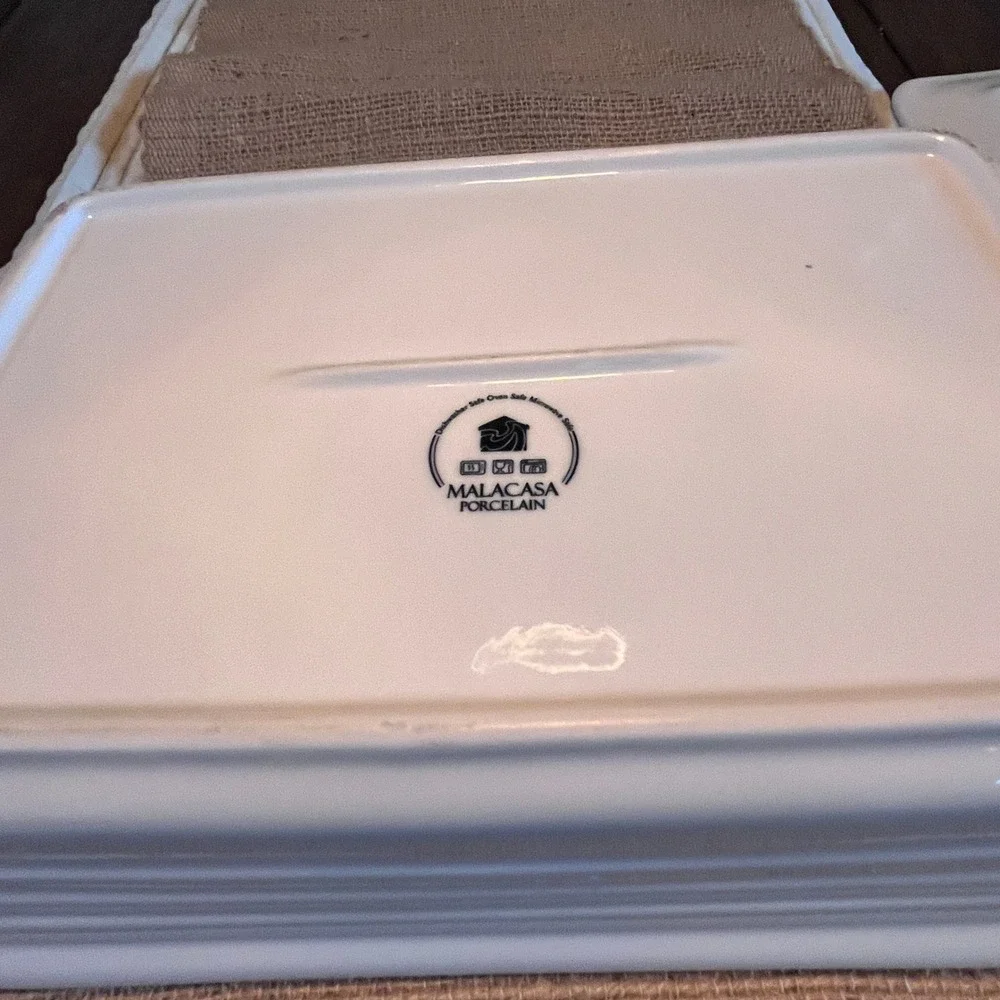 Malacasa Porcelain Casserole Dish with Lid Rectangular Baking Pan White